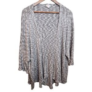 LulaRoe Womens Open‎ Front Gray & White Knit Cardigan Sweater Oversized Size L